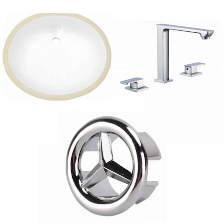 19.5 W Oval Undermount Sink Set In White, Chrome Hardware